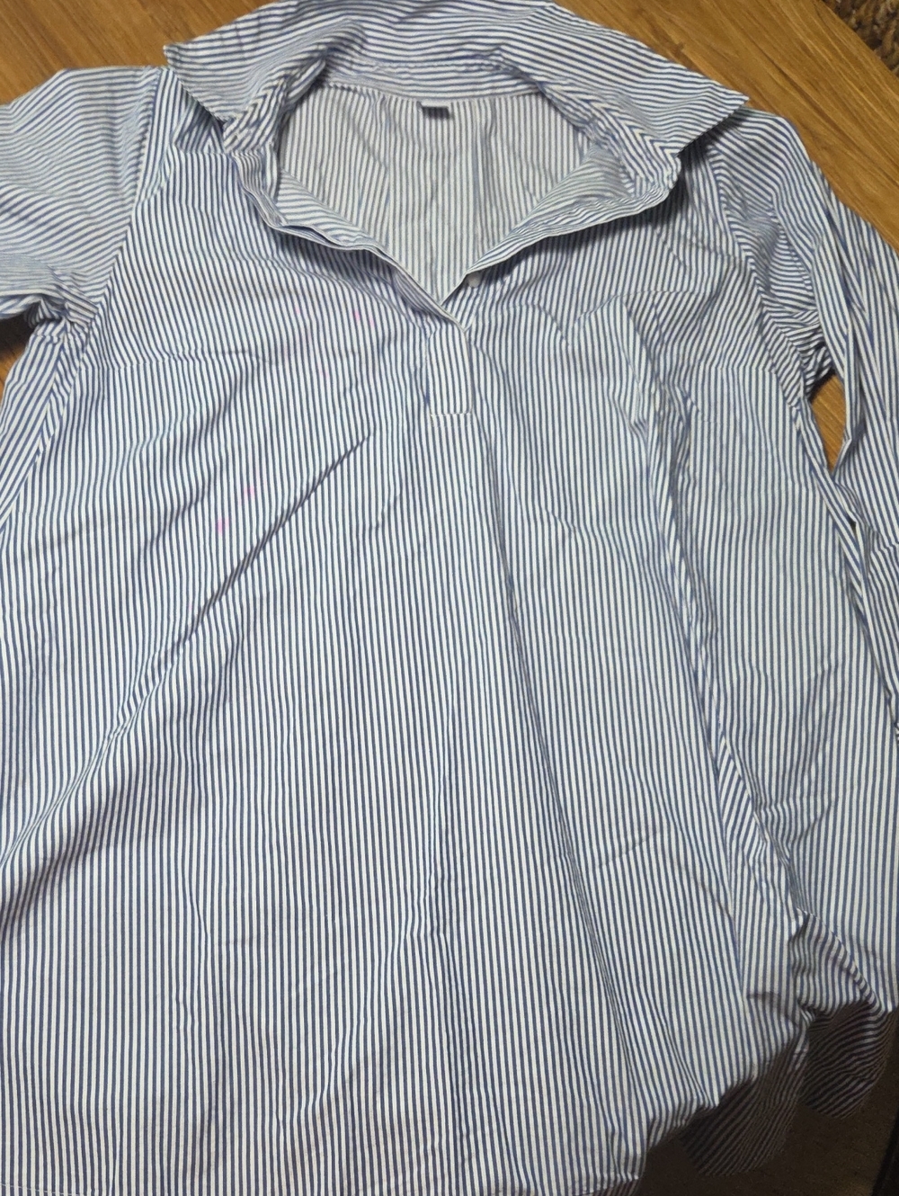 Old Navy Womens Blue & White Vertical Stripe Buttonwn Shirt Size L